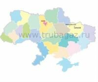 Рис. 1. Местоположение Краснокутска на географической карте Украины